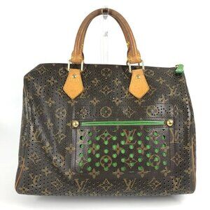 LOUIS VUITTON M95181 MonogramPerfo Speedy30 Tote Bag Hand Bag Green/Brown